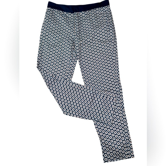Zara cropped dress pants, Small, geometric pattern, blue, Office Event Casual - Picture 1 of 7